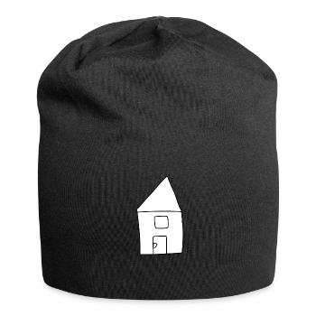 Haus Symbol Wohnen rot - Jersey-Beanie - Schwarz - Vorne