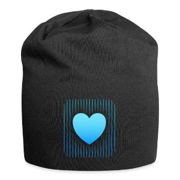 Coeur Bleu Coeur Lignes Bleues Abstrait - Bonnet en jersey - noir - Devant