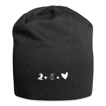 Bière - Coeur - Snowboard - (2) - Bonnet en jersey - noir - Devant