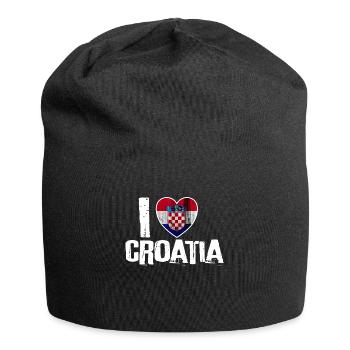 Croatia flag national flag heart gift idea - Jersey Beanie - black - Front