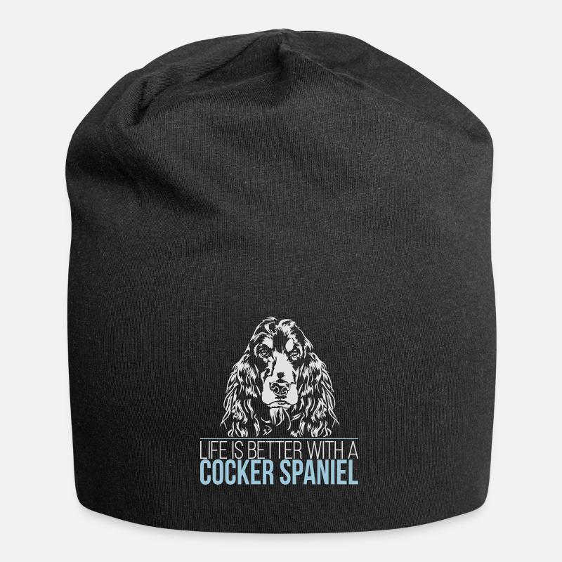 Cocker Spaniel Life is better Spruch Wilsigns - Jersey-Beanie - Schwarz