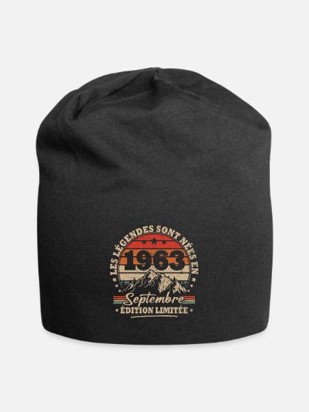 Vintage cadeau anniversaire nées en septembre 1963 - Bonnet en jersey - noir