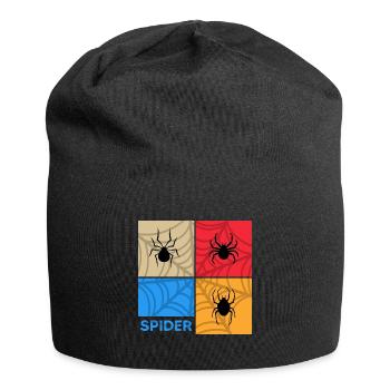 spider retro spider web networker arachnoidea - Jersey Beanie - black - Front