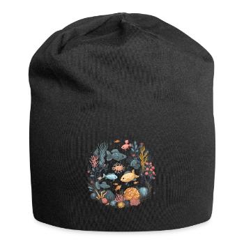 Fische Korallen Meer Ozean Meeresleben Tiere - Jersey-Beanie - Schwarz - Vorne