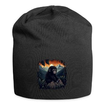 Gorilla Affe Tier Baby Jungtier Äffchen Gorillas - Jersey-Beanie - Schwarz - Vorne