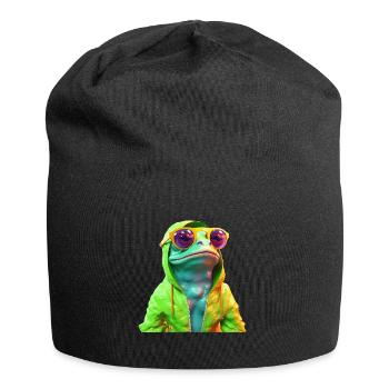 Grenouille avec lunettes de soleil Grenouilles fraîches colorées - Bonnet en jersey - noir - Devant