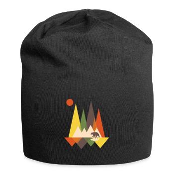 Bär Berge Berg geometrisch Geschenk Natur Tier - Jersey-Beanie - Schwarz - Vorne