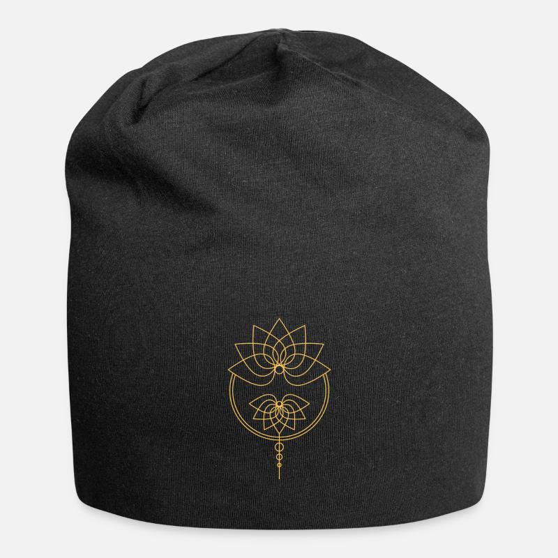 Mandala Lotus - Jersey-Beanie - Schwarz