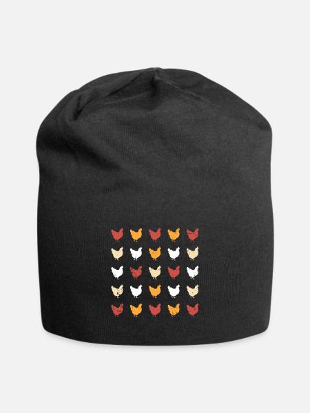 Hühner - Jersey-Beanie - Schwarz