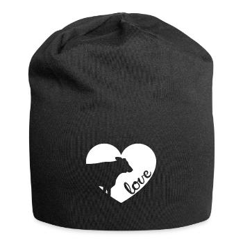 Kuh Kühe Liebe Herz Geschenk Bauer Landwirtschaft - Jersey-Beanie - Schwarz - Vorne