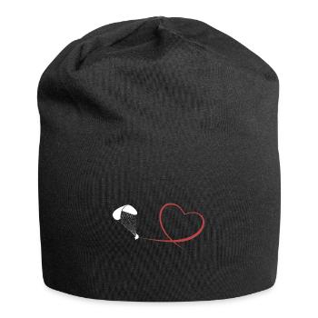 Paragliding paraglider gift heart fly flight - Jersey Beanie - black - Front