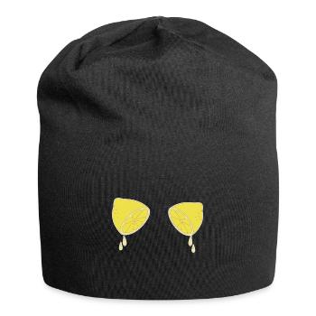 Zitrone Zitronen saftig Geschenk Früchte Saft Obst - Jersey-Beanie - Schwarz - Vorne