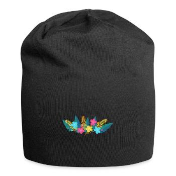 Hibiskus Palme - Jersey-Beanie - Schwarz - Vorne