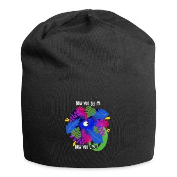 Gecko Tier Lustig Blätter Pflanzen Natur Geschenk - Jersey-Beanie - Schwarz - Vorne