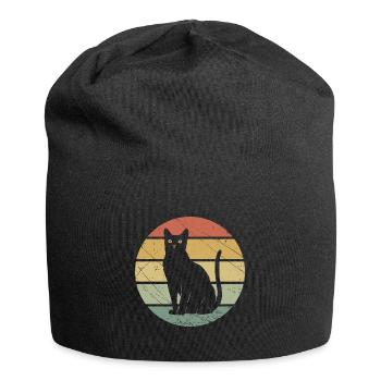 Katze retro vintage Katzen - Jersey-Beanie - Schwarz - Vorne