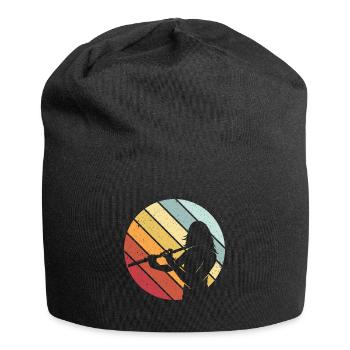Flute instrument flutist gift retro orchestra - Jersey Beanie - black - Front