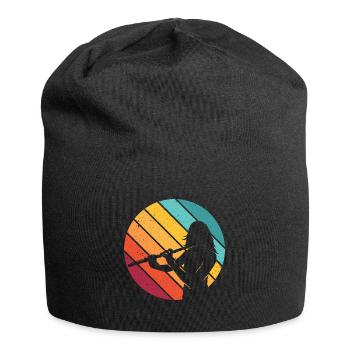 Flute instrument flutist gift retro orchestra - Jersey Beanie - black - Front
