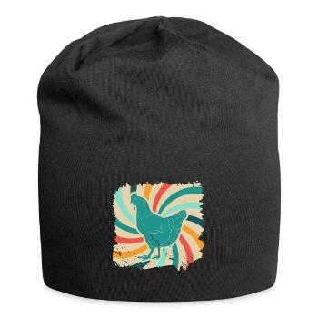 Huhn Hühner Bauernhof Tier Geschenk retro Bauer - Jersey-Beanie - Schwarz - Vorne