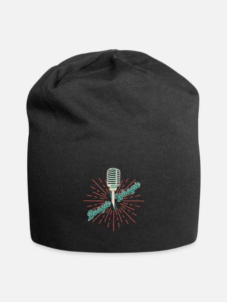 Boogie Woogie Vintage Mikrofon Geschenk - Jersey-Beanie - Schwarz