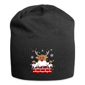 Rudolph im Kamin - Jersey-Beanie - Schwarz - Vorne
