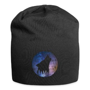 Loup hurlant à la pleine lune - Bonnet en jersey - noir - Devant