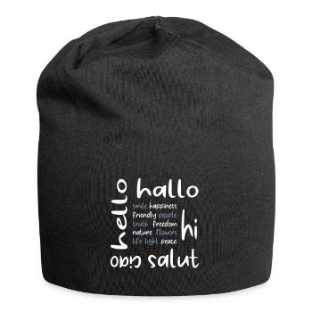 Friendly Hello Hello Ciao Salut Hi | Lots of colors! - Jersey Beanie - black - Front