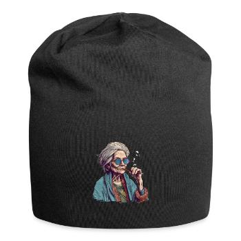 Smoking Old Lady - Old Fashioned - Jersey Beanie - black - Front