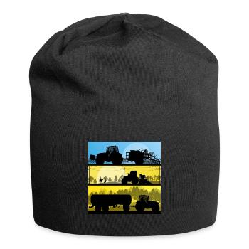 Tractor Stripes 2 I Tractor Kids Funny Design - Jersey Beanie - black - Front