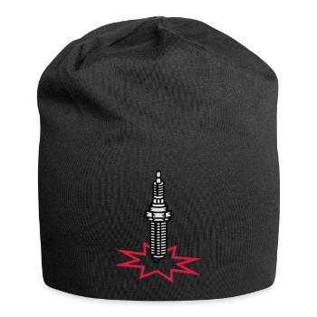Une bougie d'allumage avec une étincelle - Bonnet en jersey - noir - Devant