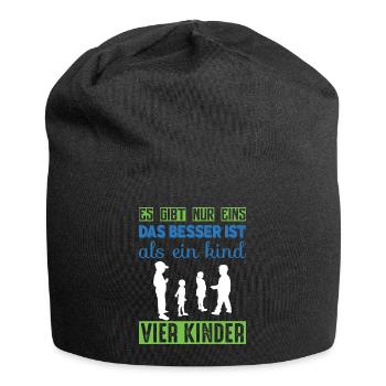Vier Kinder - Jersey-Beanie - Schwarz - Vorne