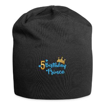 Prince d'anniversaire 5ème anniversaire Garçon Garçon cadeau - Bonnet en jersey - noir - Devant