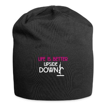 Life is better upside down Pole Fitness Geschenk - Jersey-Beanie - Schwarz - Vorne