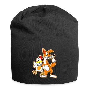 Fuchs Huhn Henne Gans Comic Cartoon Geschenk - Jersey-Beanie - Schwarz - Vorne