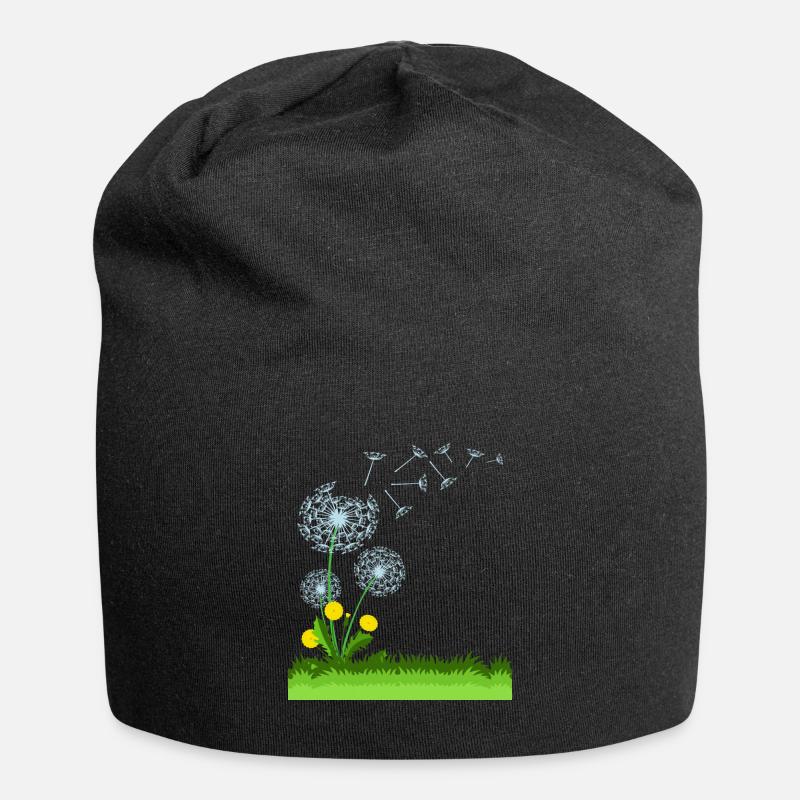Fliegender Löwenzahn Samen Geschenkidee - Jersey-Beanie - Schwarz