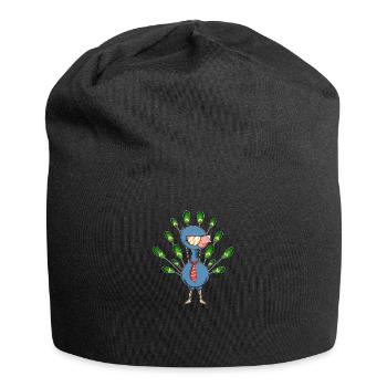 Peacock Sunglasses Tie Comic Cool Gift - Jersey Beanie - black - Front