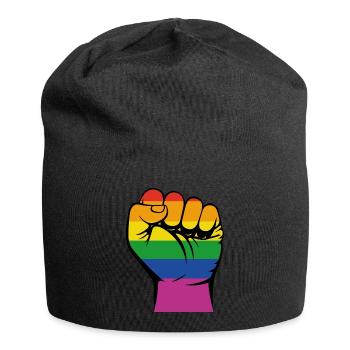 Fist in rainbow design - gift - Jersey Beanie - black - Front