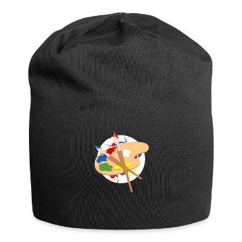 Art palette paint brush paint gift idea - Jersey Beanie - black - Front
