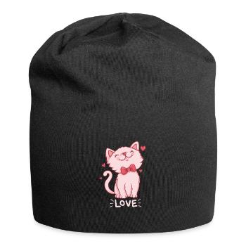 entzückende rosa Katze Herz Geschenkidee Love - Jersey-Beanie - Schwarz - Vorne