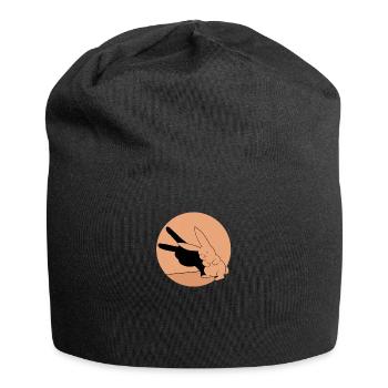 Schattenspiel Kaninchen Hase retro Geschenk Ostern - Jersey-Beanie - Schwarz - Vorne