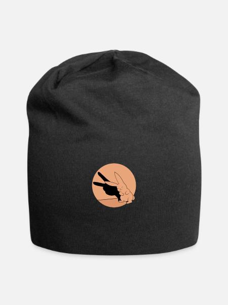 Schattenspiel Kaninchen Hase retro Geschenk Ostern - Jersey-Beanie - Schwarz