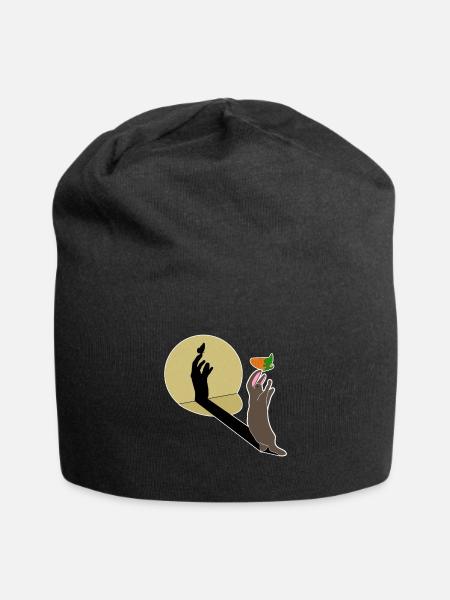 Kaninchen Schmetterling Ostern Hase Geschenkidee - Jersey-Beanie - Schwarz