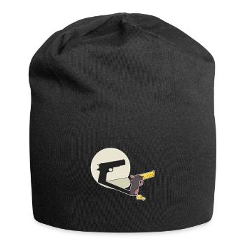 Schattenspiel Ratte Pistole Waffe lustig Geschenk - Jersey-Beanie - Schwarz - Vorne