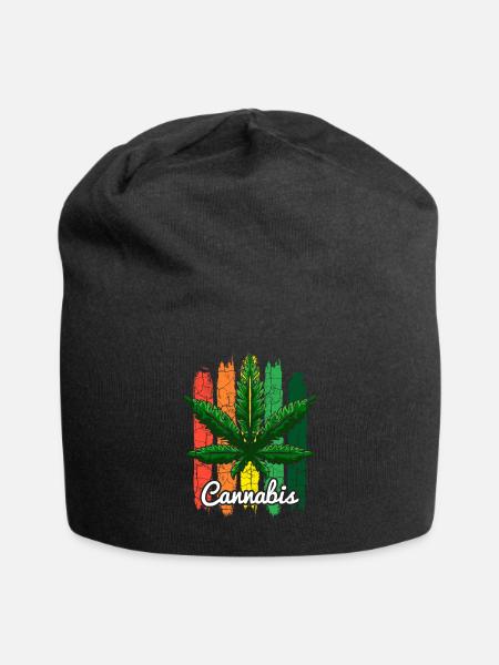 Cannabisblatt Retro - Jersey-Beanie - Schwarz