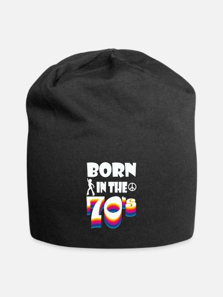 70er Hippie Peace Geburtstagsshirt Geschenkidee - Jersey-Beanie - Schwarz