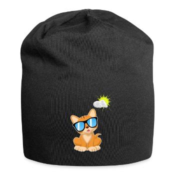 Katze Sonnenbrille comic Kawaii Geschenk kinder - Jersey-Beanie - Schwarz - Vorne