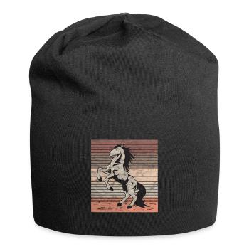 Retro cheval sauvage indompté - Bonnet en jersey - noir - Devant
