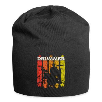 Musicien de batteur rétro vintage - Bonnet en jersey - noir - Devant
