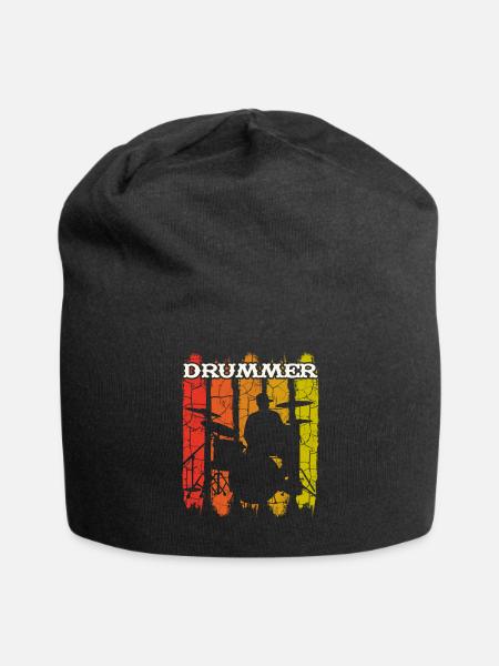 Vintage Retro Schlagzeuger Musiker - Jersey-Beanie - Schwarz