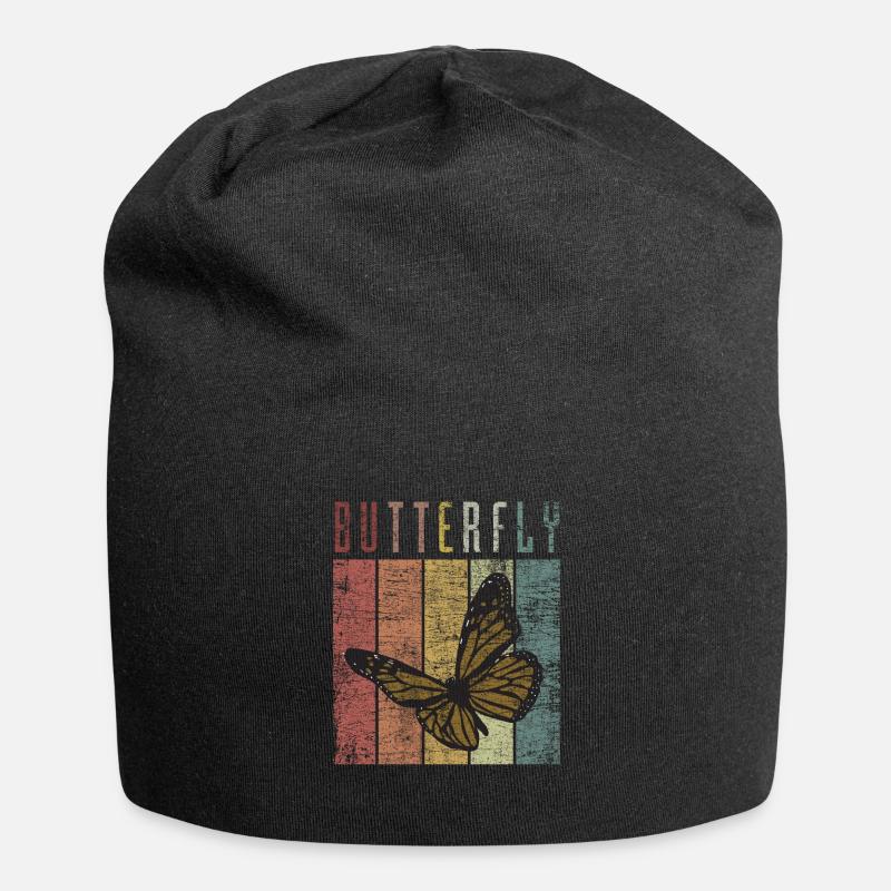 Retro Butterfly Schmetterling - Jersey-Beanie - Schwarz