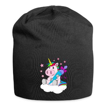 Première classe - Licorne avec sac de sucre - Bonnet en jersey - noir - Devant